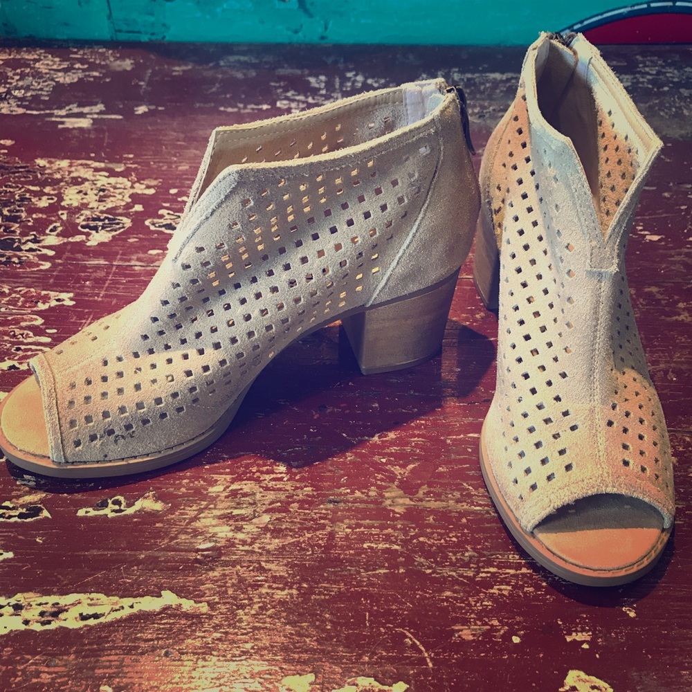 Suede open toe bootie